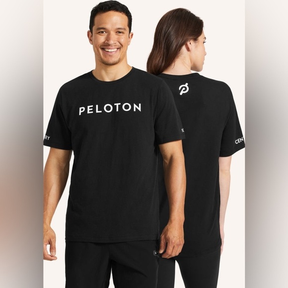 Peloton Century Club 100 Workout Tee Shirt Black Whute Size Large Mens - Picture 1 of 7